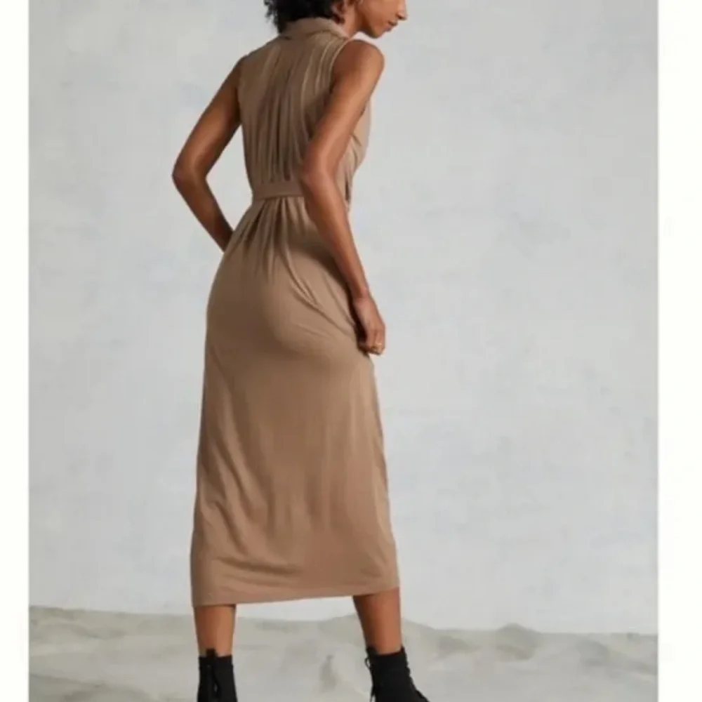 Anthropologie Porridge Jersey Knit mocha  Wrap Maxi Dress Size xl - Picture 2 of 8